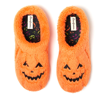 Dearfoams Unisex-Adult Halloween Jack-o-Lantern Pumpkin Slipper, Adult Pumpkin, 5-6 Women/3-4 Men