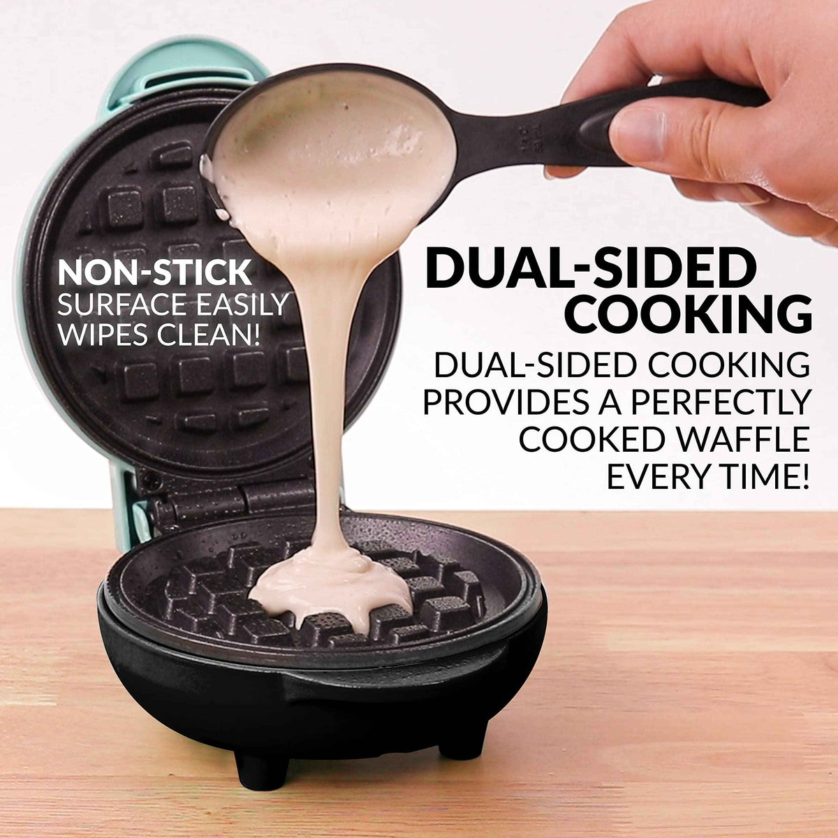 Nostalgia MyMini Personal Electric Waffle Maker, 5-Inch Cooking Surface, Waffle Iron for Hash Browns, French Toast, Grilled Cheese, Quesadilla, Brownies, Cookies, Aqua 🍁 All In One Marketplace Canada