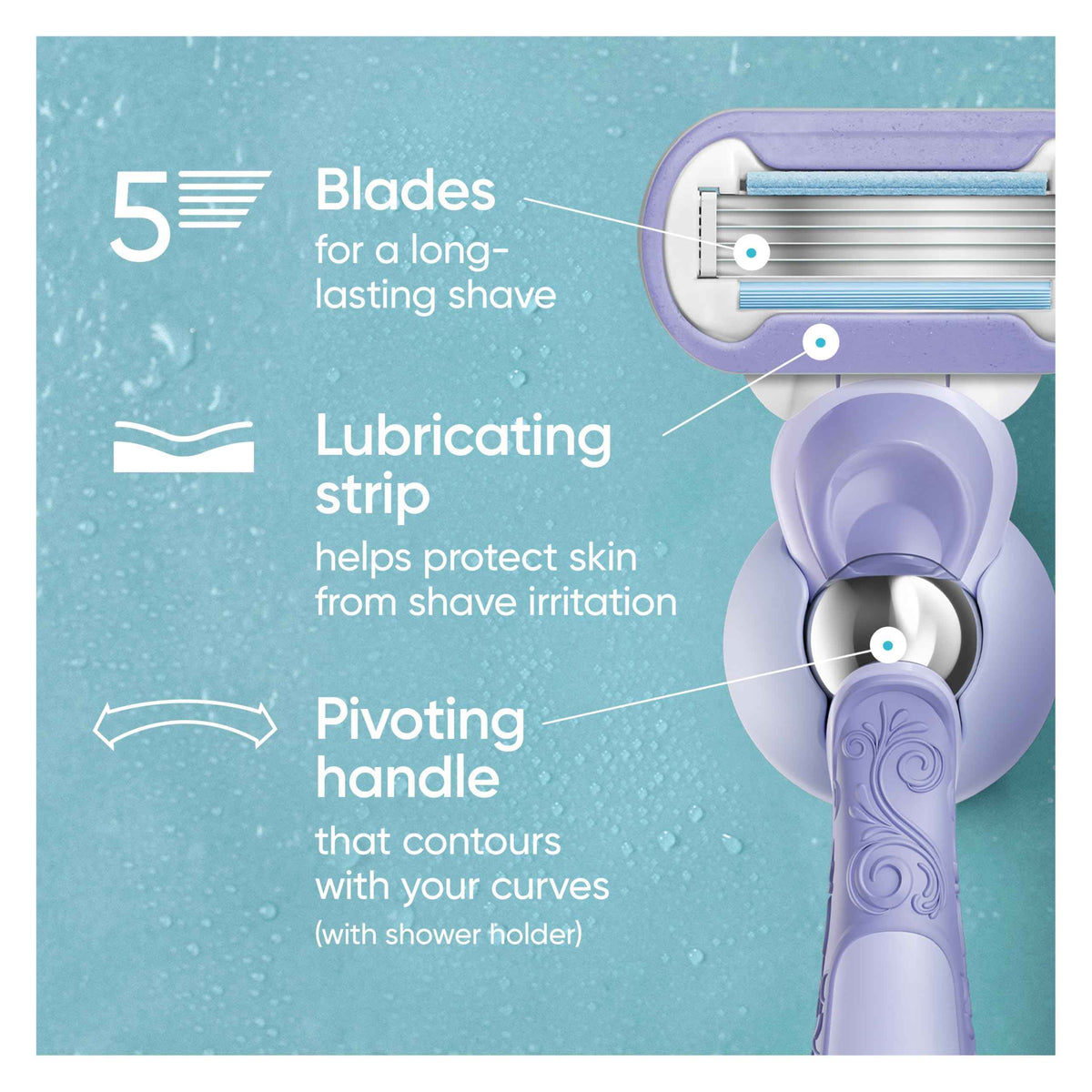 Gillette Razor for Women, Venus Razors Extra Smooth Contour, 5-Blade Cartridges, 1 Handle + 4 Refills + Pivoting Head + Shower Holder 🍁 All In One Marketplace Canada
