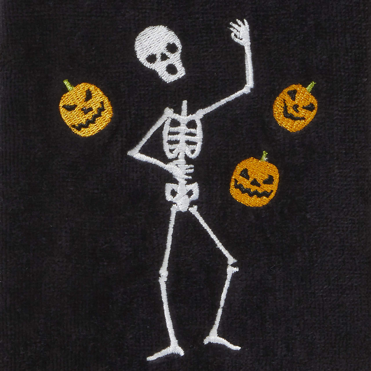 SKL Home Halloween Juggling Skeleton 100% Cotton Embroidered 2pc Hand Towel Set, Decorative for Bath/Kitchen/Bar & Gift, Black