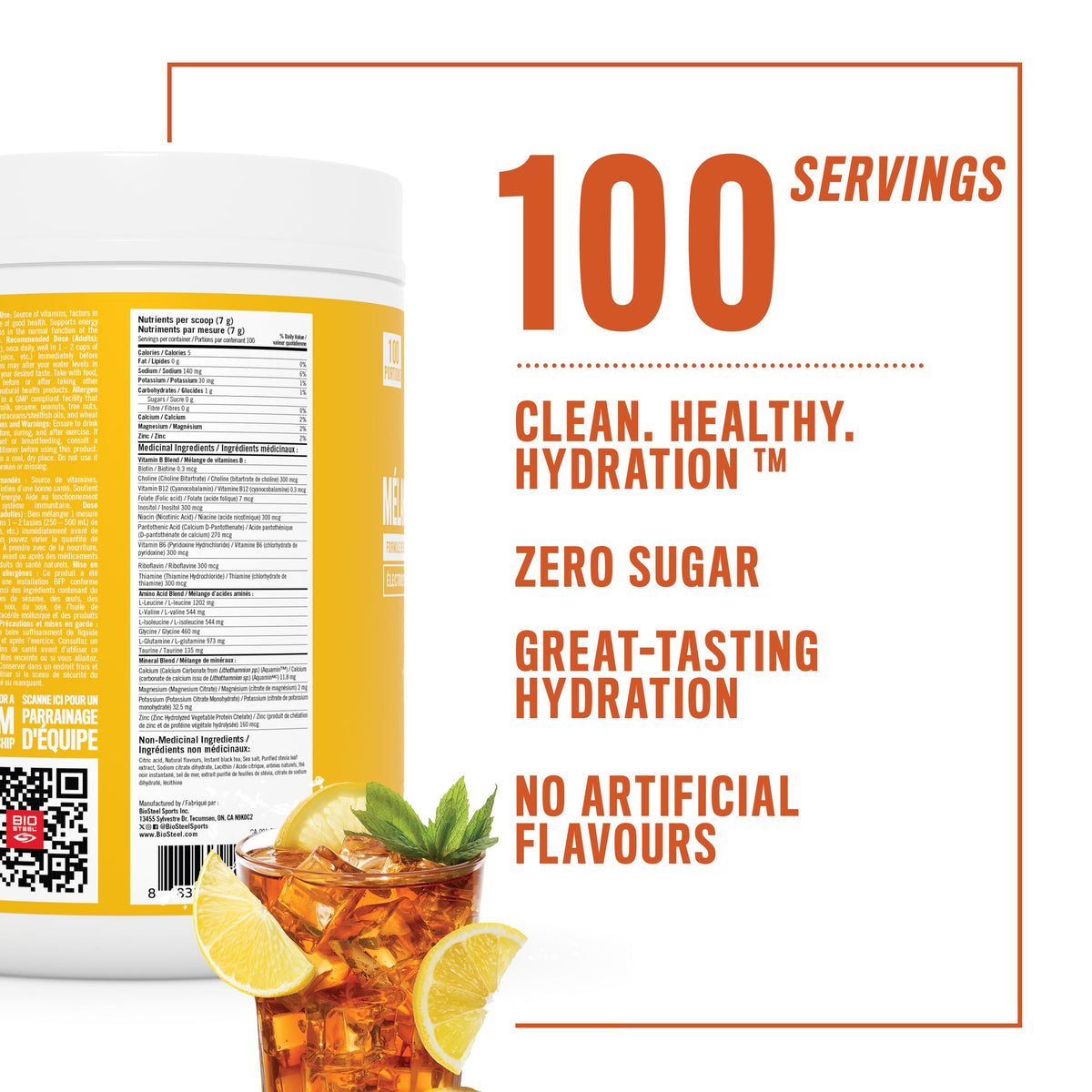 BioSteel Electrolyte Hydration Mix, Iced Tea Lemonade, 100 Servings 🍁 All In One Marketplace Canada