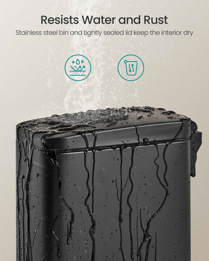SONGMICS Bathroom Trash Can, Small Trash Bin with Lid, Slim for Small Spaces, Stainless Steel Garbage Can, Soft Close, 1.3 Gallon (5 L) Black ULTB560B05 🍁 All In One Marketplace Canada