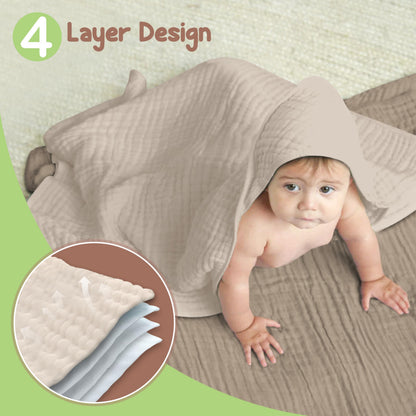 Infancie 100% Organic Cotton Muslin Hooded Baby Towels 2 Pack 81 X 81 CM Shower Towel Soft Breathable Lightweight Quick Dry Gentle On Baby Skin for Newborns and Infants 🍁 All In One Marketplace Canada