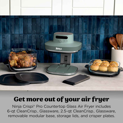 Ninja Crispi Pro 6-in-1 Glass Air Fryer | 6qt & 2.5qt Glass Containers with Storage Lids | Non-Toxic | Meal Prep, Microwave, Freezer & Dishwasher Safe | Air Fry, Bake & More | Ash Grey | AS101CDG 🍁 All In One Marketplace Canada