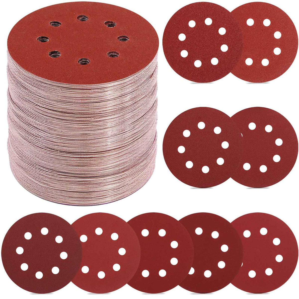 YNZDRWA 70 PCS 5 Inch Sanding Discs, 40 80 120 180 240 320 400 600 800 Grit Hook and Loop Sandpaper for Random Orbital Sander 🍁 All In One Marketplace Canada