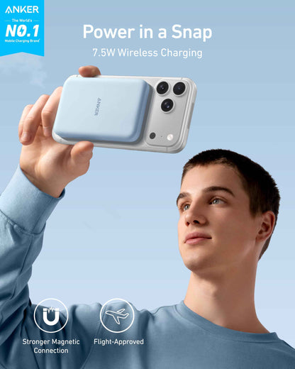 Anker 621 Magnetic Portable Charger (MagGo), 5,000mAh Wireless Power Bank with USB-C Cable, Magsafe-Compatible Battery Pack for iPhone 17/16/15/14/13/12 Series (Blue) 🍁 All In One Marketplace Canada