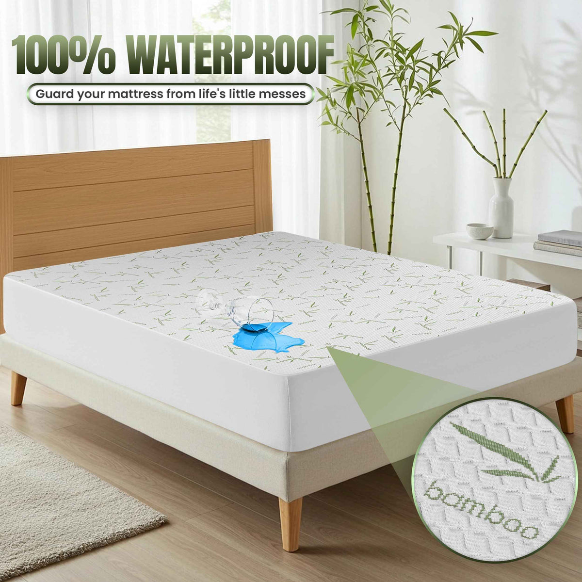 Utopia Bedding Waterproof Mattress Protector King Size, Bamboo Viscose Mattress Cover 200 GSM, Fits 17 Inches Deep, Breathable, Fitted Style with Stretchable Pockets 🍁 All In One Marketplace Canada