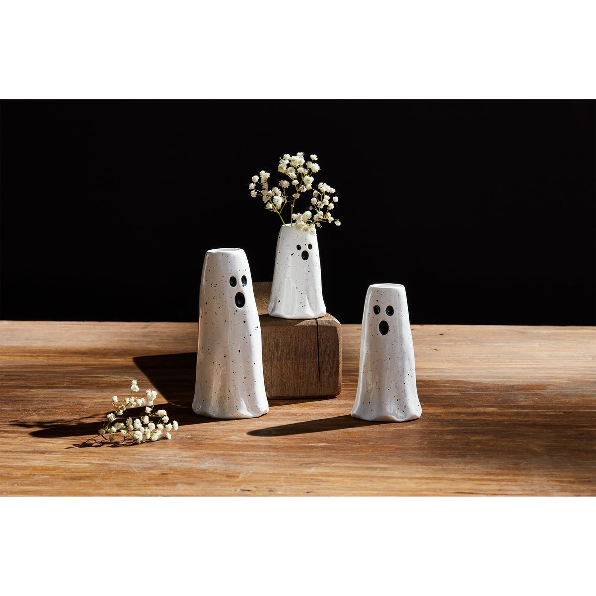 Mud Pie Ghost Vase, Medium Halloween Flower Vase for Fall Home Decor