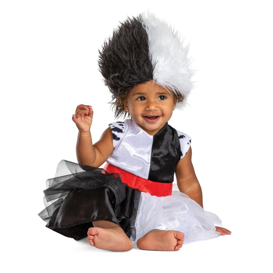 Cruella Infant Costume, Official Disney Baby Costume Outfit for Halloween, (6-12 months)
