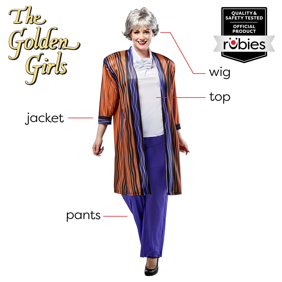 Rubies Women's Golden Girls Dorothy Costume Set With Wig, Small, TV Show Look Perfect for Halloween, Parties, and More