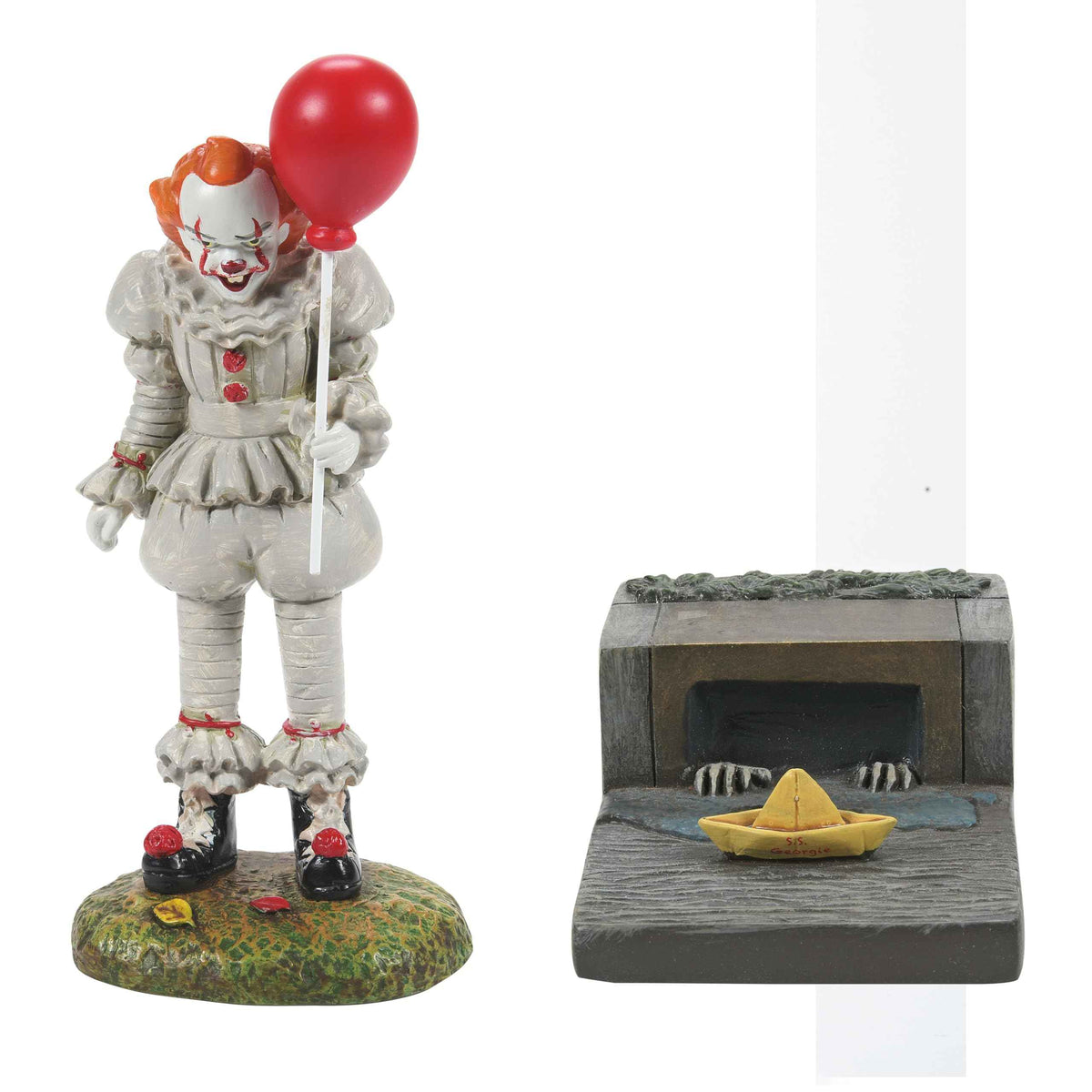 Department 56 Snow Village Accessories Halloween IT Chapter Two Pennywise and The S.S. Georgie Figurine Set, Standard, Multicolor