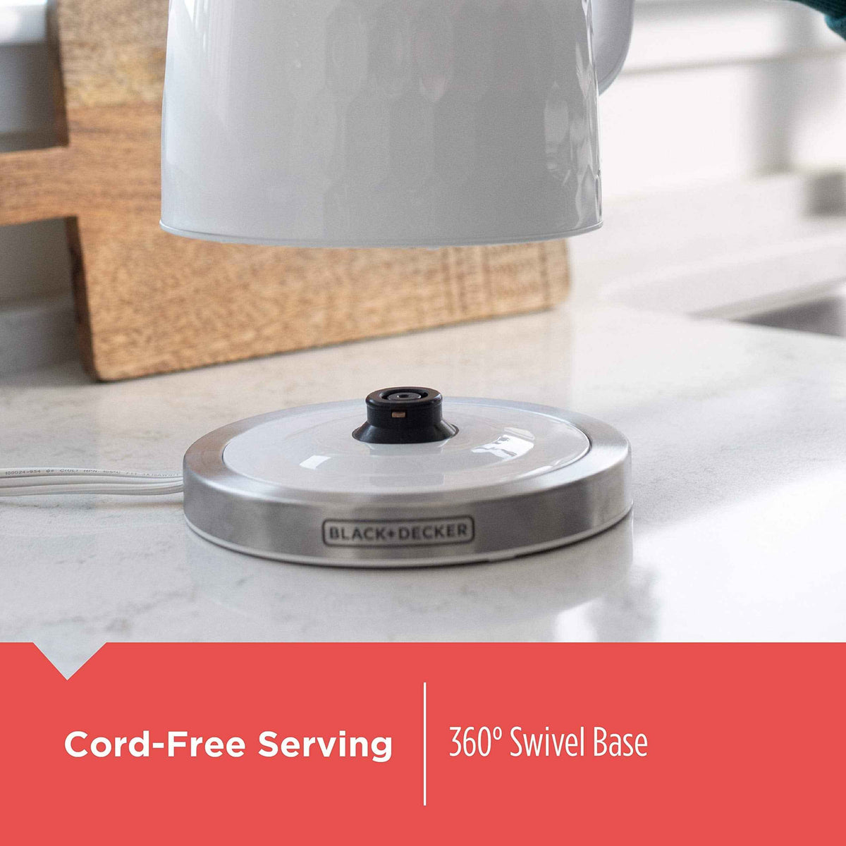BLACK+DECKER Honeycomb Collection Rapid Boil 1.7L Electric Cordless Kettle with Premium Textured Finish, White, KE1560W 🍁 All In One Marketplace Canada