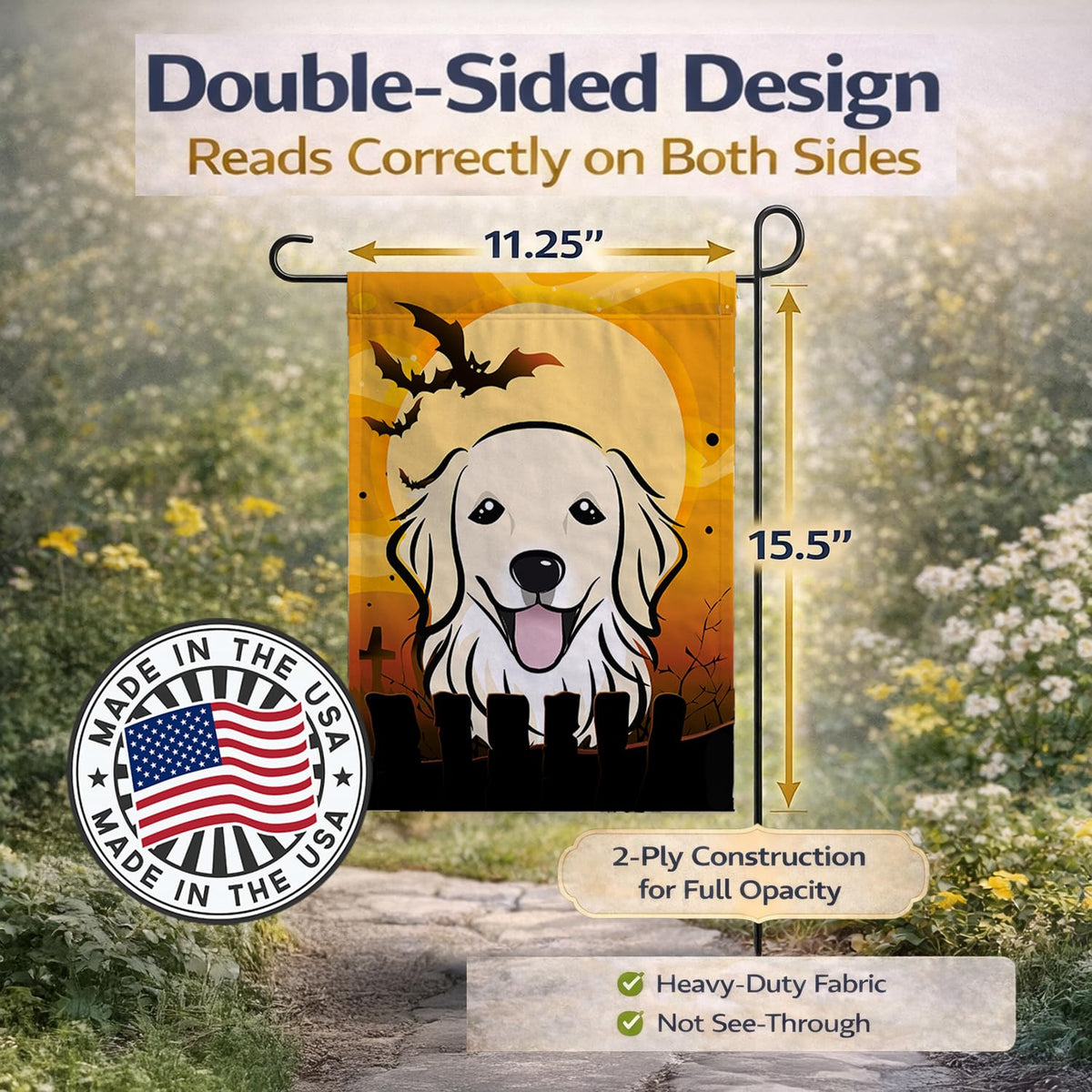 Caroline's Treasures BB1763GF Halloween Golden Retriever Garden Size Flag, Small, Multicolor