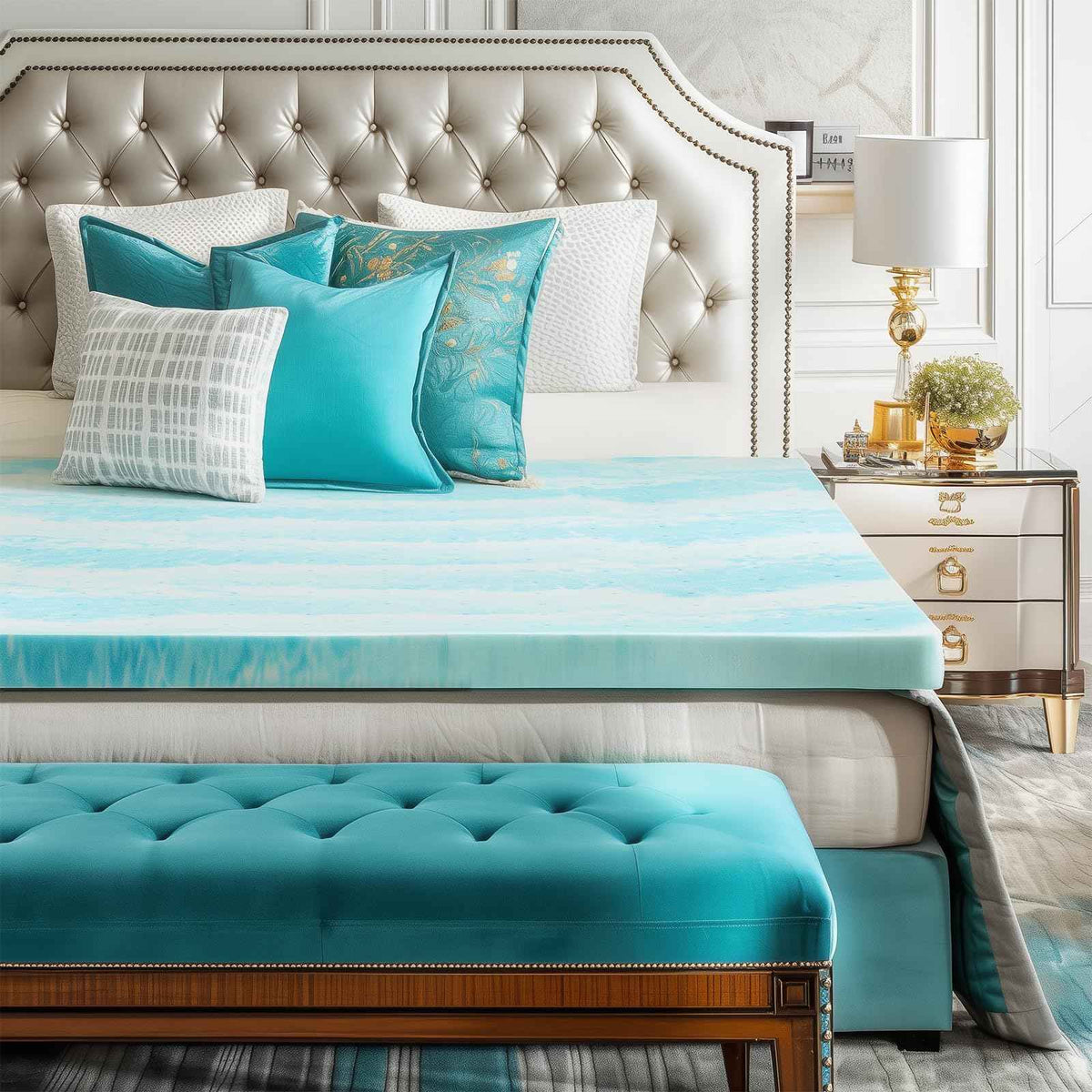 Sweetcrispy 3 Inch Twin XL Memory Foam Mattress Topper, Blue 🍁 All In One Marketplace Canada