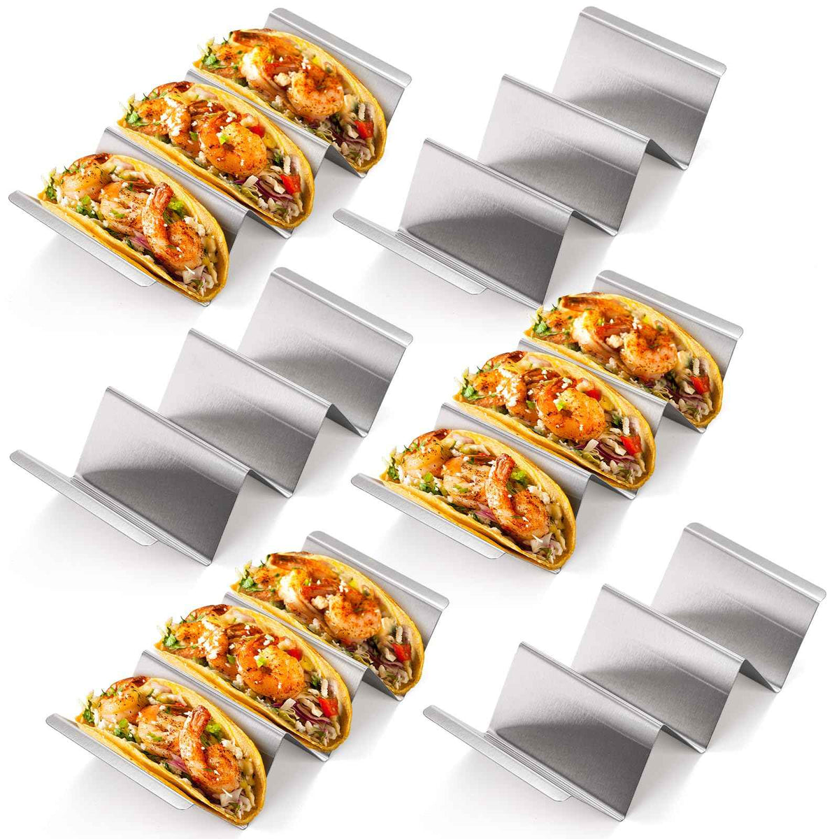 Bekith Stainless Steel Taco Holder Stand 6 Pack, Taco Holder Stand Tray with Handles, Up to 3 Tacos Each Keeping Shells Upright, Stylish Taco Shell Holders, Oven, Grill and Dishwasher Safe 🍁 All In One Marketplace Canada