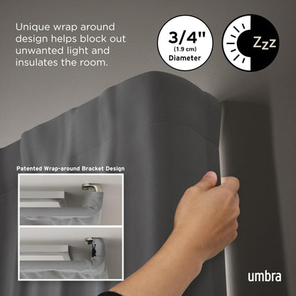 Umbra Twilight Curtain Rod Set – Wrap Around Design Ideal for Blackout or Room Darkening Panels, 30 to 84 Inches, Nickel 🍁 All In One Marketplace Canada