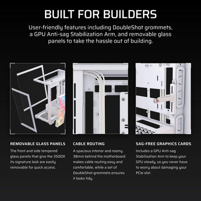 CORSAIR 3500X RS-R ARGB Mid-Tower PC Case – 3X Pre-Installed RS120-R ARGB Fans, GPU Anti-Sag Arm, Fits up to 10x 120mm Fans, Reverse Connection Motherboard Compatible – White 🍁 All In One Marketplace Canada