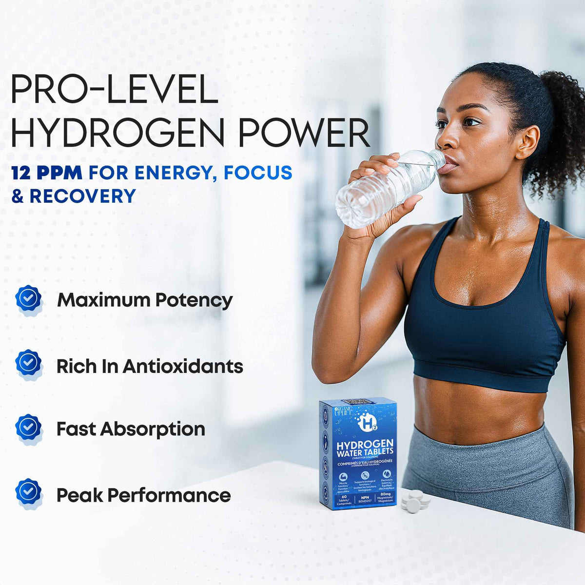 60 Ct Hydrogen Water Tablets – Magnesium Tablets for Energy, Hydration & Muscle Function –Support Recovery, Fatigue and Mental Clarity. Lab Tested 🍁 All In One Marketplace Canada