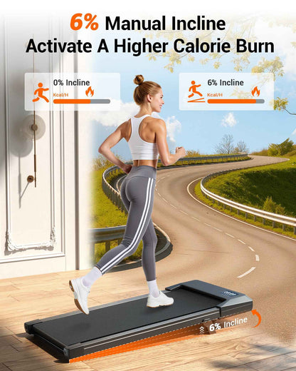 MJWW Walking Pad with 6% Incline, No-Assembly Under Desk Treadmill, 2.5 HP Quiet Motor, APP & Remote Control, LED Display, 300 lbs Capacity for Home/Office 🍁 All In One Marketplace Canada