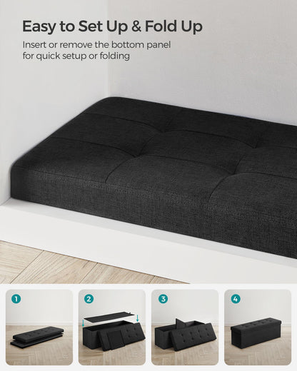 SONGMICS 110 cm Folding Storage Ottoman Bench, Padded Seat 🍁 All In One Marketplace Canada