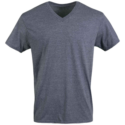 Gildan Men's V-Neck T-Shirts, Multipack, Style G1103, Navy/Heather Navy/Indigo Blue (5-Pack), Large 🍁 All In One Marketplace Canada