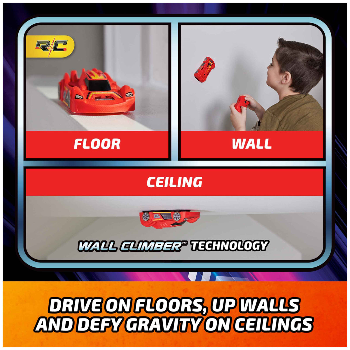 Air Hogs, Zero Gravity Sprint RC Car Wall Climber, Red USB Micro B Rechargeable Indoor Wall Racer, Over 5-Inches Long, Toys for Kids Ages 4 and up 🍁 All In One Marketplace Canada