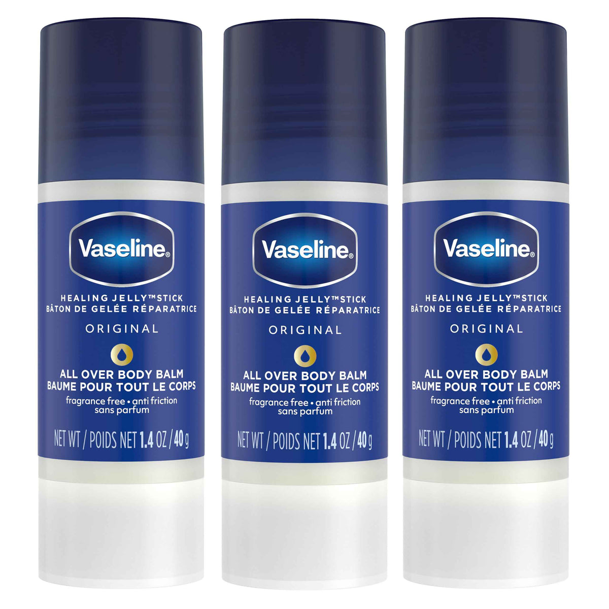 Vaseline All Over Jelly Balm Stick Healing Jelly Skin Care Unscented 40g (Pack of 3) 🍁 All In One Marketplace Canada