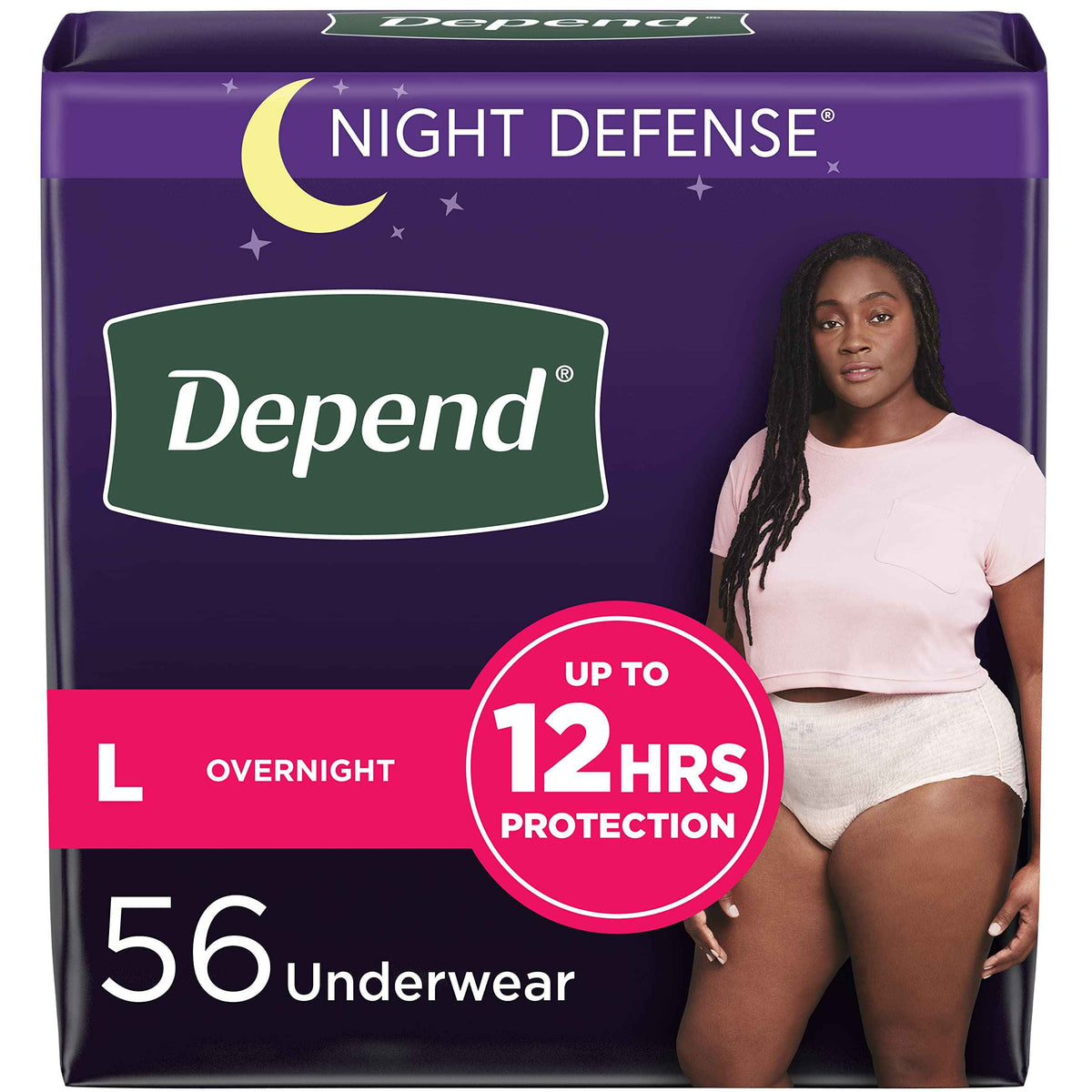 Depend Night Defense Adult Incontinence Underwear for Women, Disposable, Overnight, Large, Blush, 56 Count 🍁 All In One Marketplace Canada