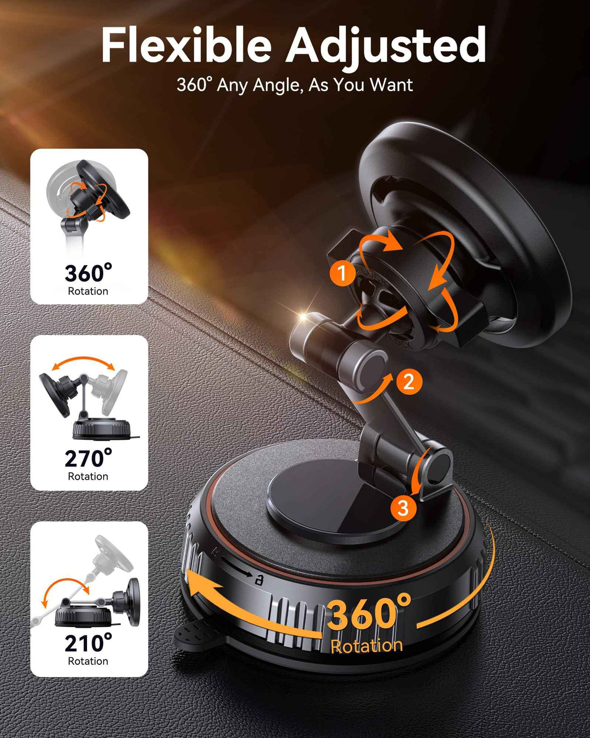 Miracase for MagSafe Car Mount[20 Powerful N55 Magnets+Industrial-Grade Vacuum Base] Magnetic Phone Holder Car 360° Full-Directional Adjustment, Fit for Windshield & Dashboard with All Smartphones 🍁 All In One Marketplace Canada