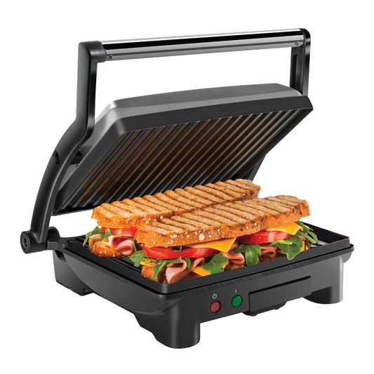 Chefman Panini Press Grill and Gourmet Sandwich Maker, Non-Stick Coated Plates, Opens 180 Degrees to Fit Any Type or Size of Food, Stainless Steel Surface and Removable Drip Tray - 4 Slice 🍁 All In One Marketplace Canada