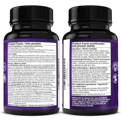 Maximum Strength Berberine Supplement 1000 mg Per Serving (500mg Per Capsule). Supports Healthy Glucose (Blood Sugar) and Lipid (Fats) Metabolism. Non-GMO, Vegan, Gluten-free. Bulk 120 Capsules. Proudly Canadian. Easy to Swallow. Kasha Nutrition