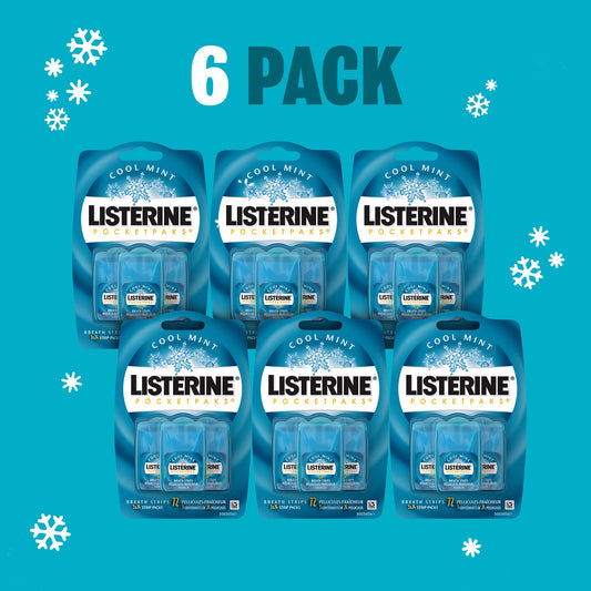 Listerine PocketPaks Cool Mint Breath Strips, Portable Pocket-Sized Oral Care Mouth Freshener, Dissolving Strips Kills Bad Breath bacteria, 18 x 24-Strip Packs 🍁 All In One Marketplace Canada