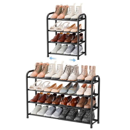 ENJOYBASICS Expandable Metal Shoe Racks for Closet, 4 Tier Adjustable Shoe Organizer Shelf, Black Free Standing Rack Storage for Entryway 🍁 All In One Marketplace Canada