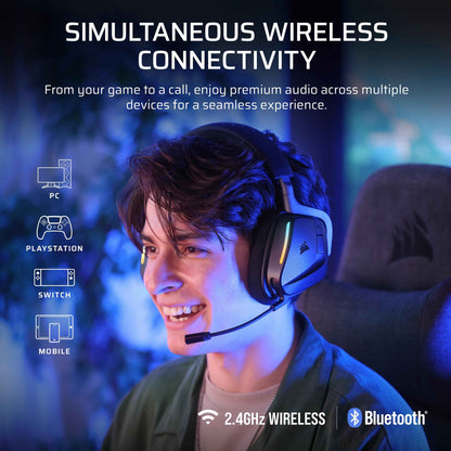 Corsair Void v2 MAX Wireless Gaming Headset for PC, PS5, PS4, Switch, Mobile - Simultaneous 2.4GHz+Bluetooth, Dolby Atmos, Sonarworks SoundID, 70Hr Battery, Fast Charging, Clear Microphone - Carbon 🍁 All In One Marketplace Canada