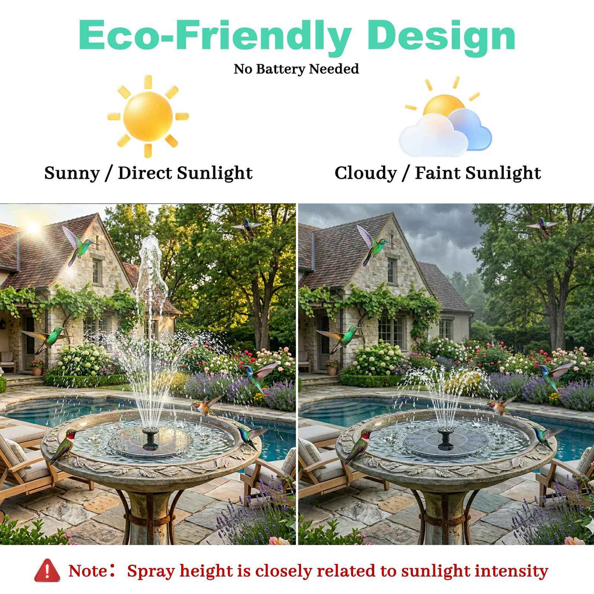 Yeomi Solar Fountain, Floating Solar Water Pump for Bird Bath, Outdoor Water Fountain No Battery or Electricity Needed, Easy to Use for Garden, Pond, Patio 🍁 All In One Marketplace Canada