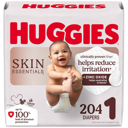 Huggies Size 1 Diapers, Skin Essentials Baby Diapers, Size 1 (8-14 lbs), 204 Count (3 Packs of 68), Packaging May Vary 🍁 All In One Marketplace Canada