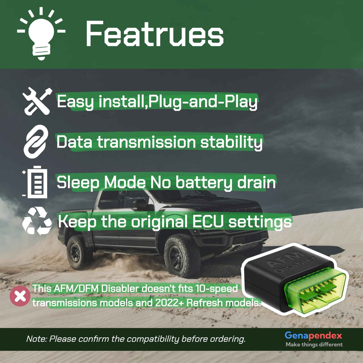 Genapendex AFM/DFM Disabler for 2007-2022 Silverado 1500 Sierra 1500 5.3L 6.2L Engines,Plug & Play GM Truck/SUV DOD Disabler. 🍁 All In One Marketplace Canada