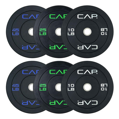 CAP Barbell Economy Olympic Bumper Plate Set with Color Logo, Black, 160 lbs Set 🍁 All In One Marketplace Canada