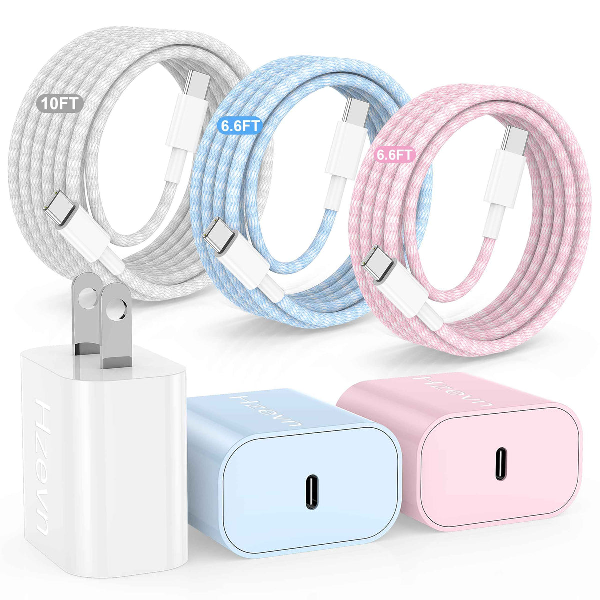 Hzevn for iPhone 16 Chargers Fast Charging,3 Pack 20W USB C Charger Block with 6.6/6.6/10ft Long USB C to USB C Cable for iPhone 17/16/15 Pro Max/15 Pro/15 Plus 🍁 All In One Marketplace Canada