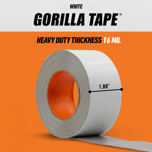 Gorilla Tape, Duct Tape, Utility Tape, Triple Layer Strength, Indoor & Outdoor, Weather Resistant Shell, 1.88 in X 30 yd, White Color, (Pack of 1) 6025001 🍁 All In One Marketplace Canada