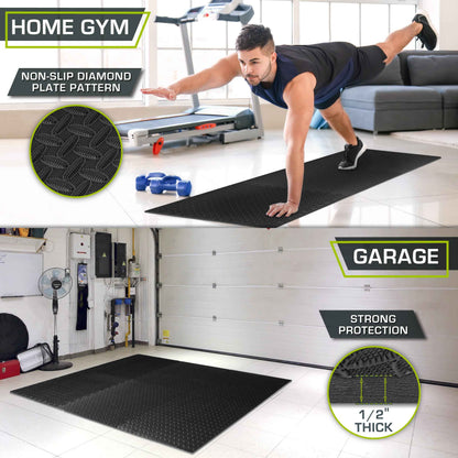 ProsourceFit Exercise Puzzle Mat 1/2-inch, EVA Interlocking Foam Floor Tiles for Home Gym, Workout Equipment, Kids Play Areas, Black, 24 SQ FT - 6 Tiles 🍁 All In One Marketplace Canada