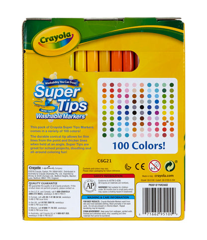 Crayola Super Tips Washable Markers, 100 Count, Bulk, Great for Kids 🍁 All In One Marketplace Canada
