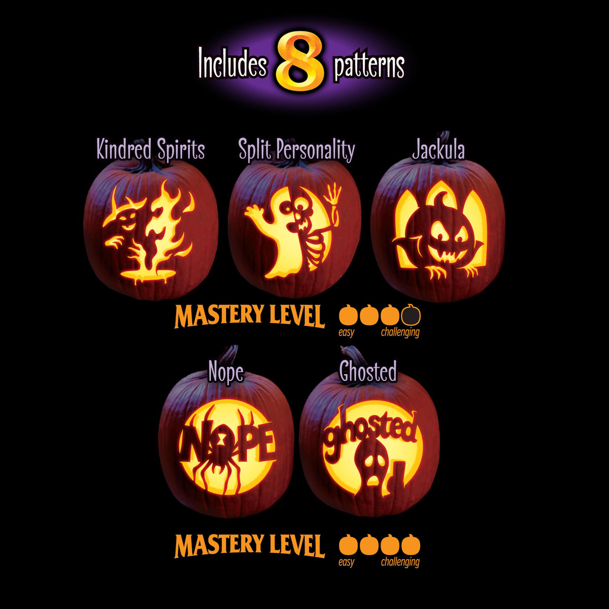 Pumpkin Masters Premium All in One Carving Kit – Comprehensive Halloween Pumpkin Carving Kit with Large Handled Tools and New Patterns