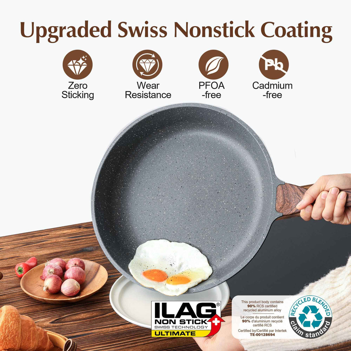 SENSARTE 12.5 Inch Nonstick Frying Pan Skillet, Swiss Granite Coating Omelette Pan, Healthy Stone Cookware, PFOA Free 🍁 All In One Marketplace Canada