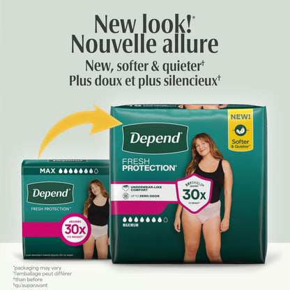 Depend Fresh Protection Adult Incontinence Underwear for Women (Formerly Depend Fit-Flex), Disposable, Maximum, Extra-Extra-Large, Blush, 44 Count (2 Packs of 22) 🍁 All In One Marketplace Canada