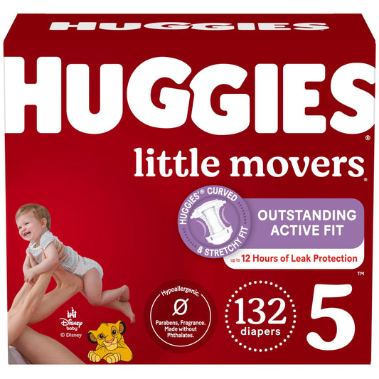 Huggies Size 5 Diapers, Little Movers Baby Diapers, Size 5 (27+ lbs), 132 Count, Packaging May Vary 🍁 All In One Marketplace Canada