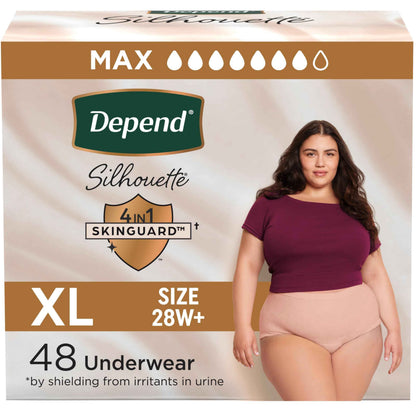Depend Silhouette Adult Incontinence Underwear for Women, Maximum Absorbency, XL, Pink, 48 Count (2 Packs of 24) 🍁 All In One Marketplace Canada