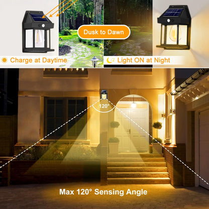 Joomer Solar Wall Lights Outdoor 4PACK, Dusk to Dawn Porch Lights Fixture, Waterproof Exterior Lighting with Clear Panel for Entryway Front Door, Solar Wall Lantern with 3 Modes & Motion Sensor 🍁 All In One Marketplace Canada