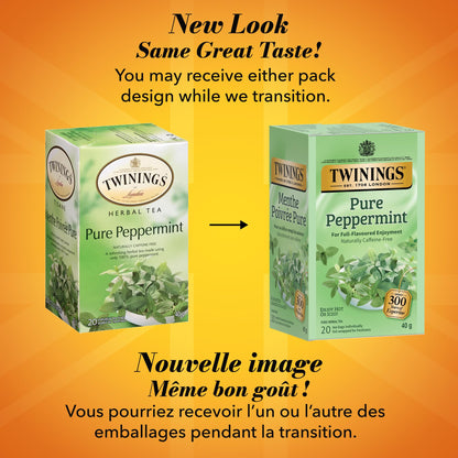 Twinings Pure Peppermint Herbal Revive Individually Wrapped Teabags, Naturally Caffeine-Free, 20 Count (Pack of 6), Enjoy Hot or Iced 🍁 All In One Marketplace Canada