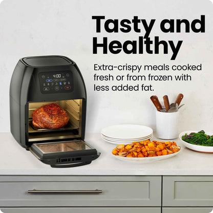CHEFMAN Multifunctional Digital AirFryer+ Rotisserie,Dehydrator, Convection Oven17 Touch Screen Presets Fry,Roast,Dehydrate, Bake, XL 10L Family Size,Auto Shutoff,Large Easy-View Window Black,10 Quart 🍁 All In One Marketplace Canada